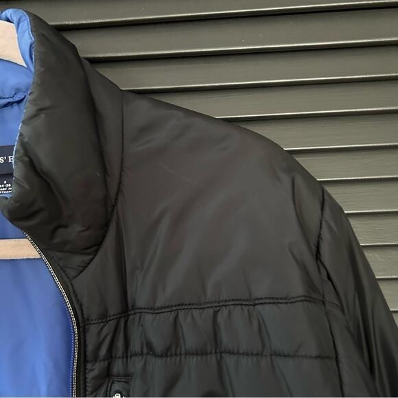 Lands’ End Men’s Black and Blue Zip-Up Puffer Jacket, Size Small 34-36 - Picture 5 of 13